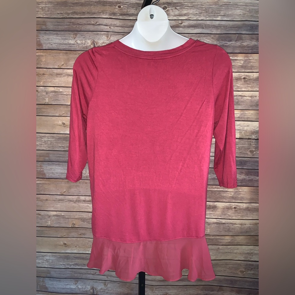 Ruby Ribbon Red Ruffle Blouse - Size Large - Picture 2 of 11